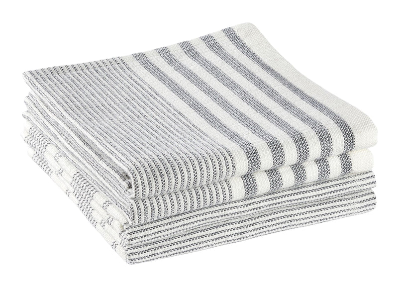 All-Purpose Striped Cotton Terry Square Dish Cloths, Grey, 4-pk O0341
