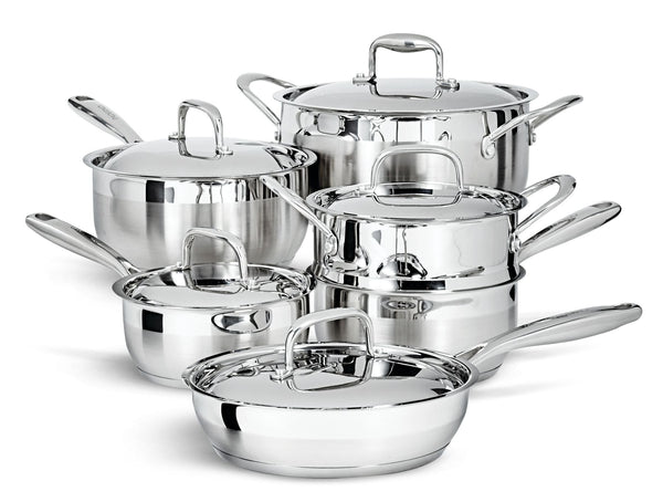 Canadian Classic Stainless Steel Cookware Set, Dishwasher & Oven Safe, 11-pc J5827
