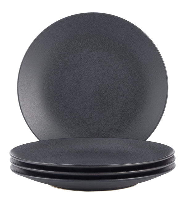 Dorset Stoneware Dinner Plate Set, Black Reactive, 4-pk, Oven Safe H5963