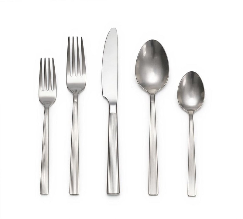 Pinette Refined Rib Mirror Finish Stainless Steel Flatware Set, Serves 12, 60-pc D2638