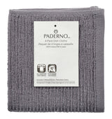 Ribbed Cotton Terry Square Dish Cloths, Charcoal, 4-pk