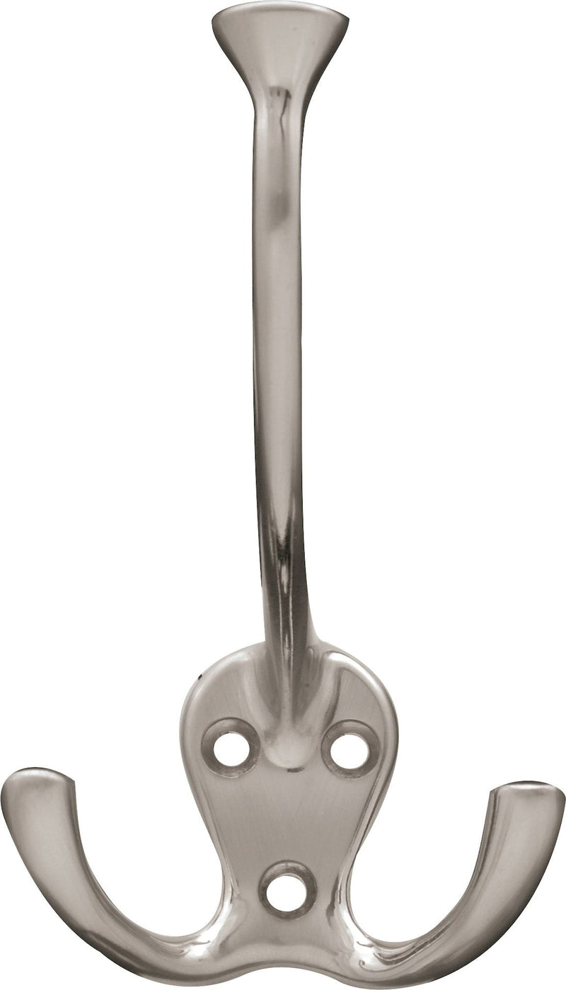 Stainless Steel Single Tri-Hooks, Satin Nickel, 3-pk J7528