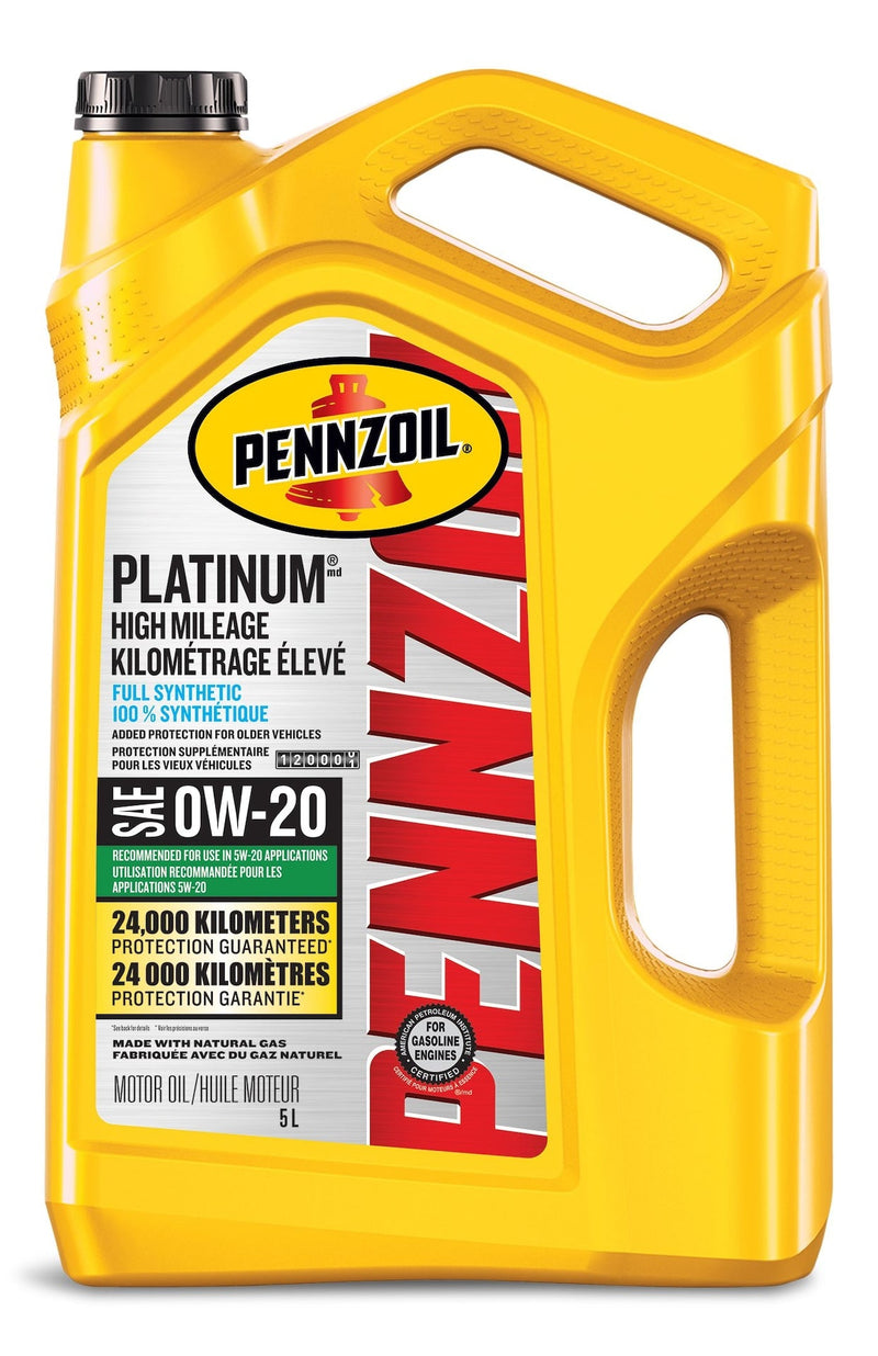 Platinum High Mileage 0W20 Synthetic Engine/Motor Oil, 5-L E7051