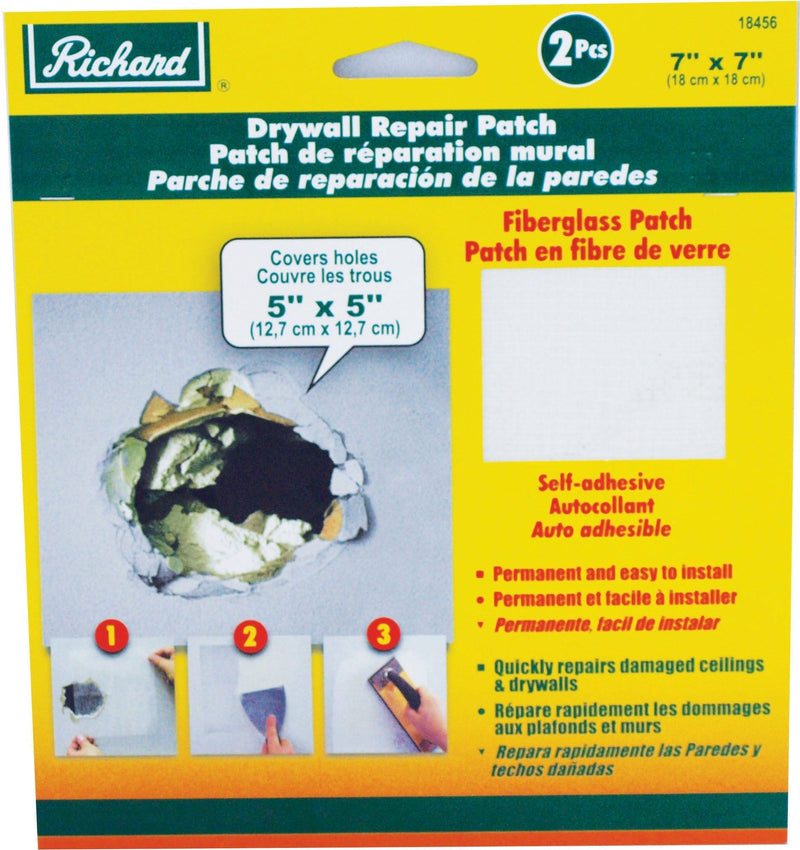 Permanent Self-Adhesive Fibreglass Mesh Drywall Repair Patch Tape, 7 x 7-in, 2-pk P0300