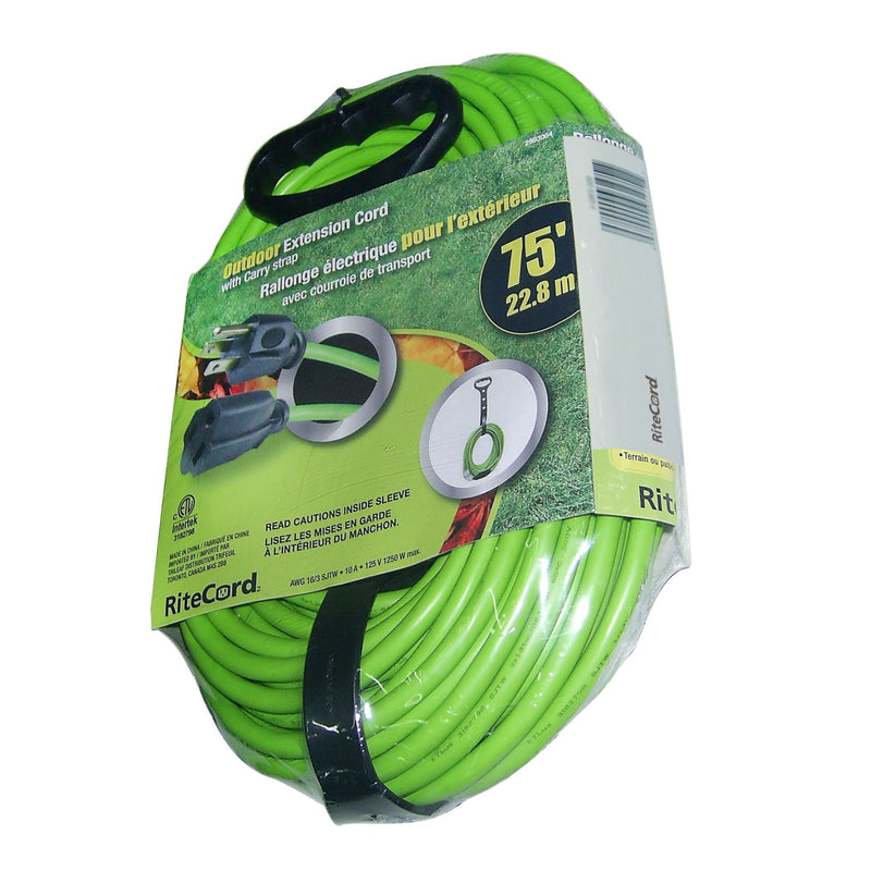 75-ft 16/3Outdoor Extension Cord with Locking Connector and Carry Strap, Lime Green Y9928