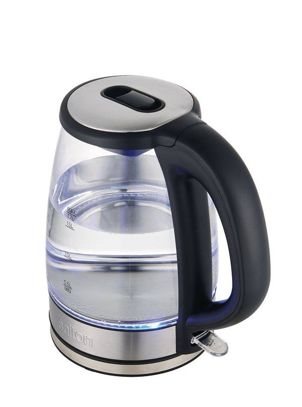 Cordless Electric Glass Kettle with Auto Shut Off, Black/Stainless Steel, 1.7-L S0250