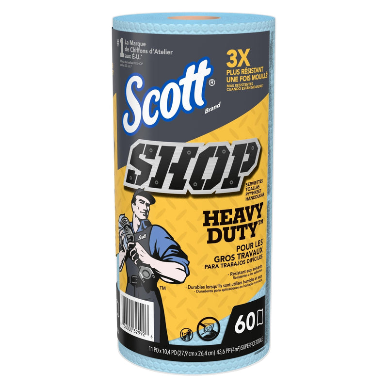 Heavy-Duty Shop Paper Towels, 11 x 10.4-in, Blue, 60-pk W676