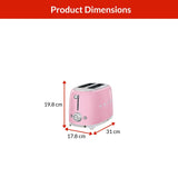 50's Retro Style Wide Slot Pop Up Electric Toaster with 6 Settings, 2-Slice, Pink