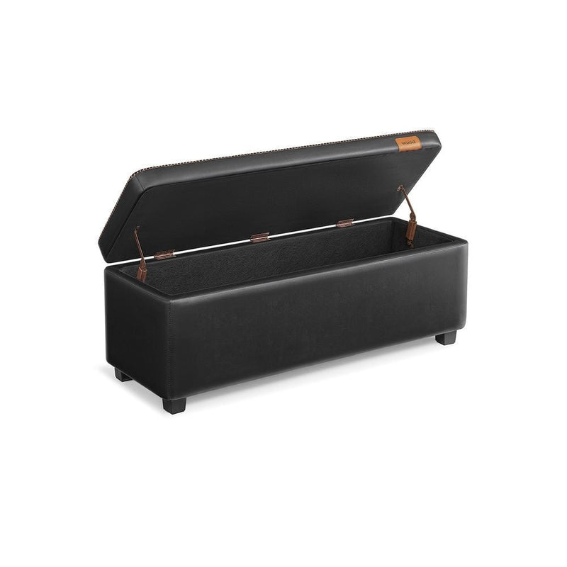 Home Deep Mid-Century Modern Black Storage Ottoman R1814