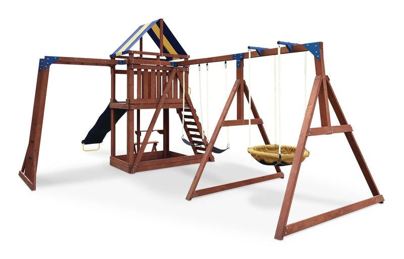 Grand Mesa Outdoor Wooden Play Centre, with Swings, Slide, Sandbox and More, Ages 5+ L1082