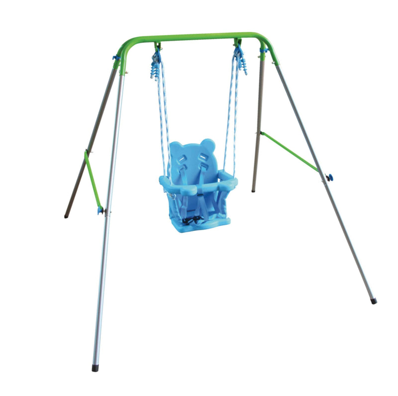 Outdoor Foldable Metal/Steel Swing Set, Ages 12-36 Months, 55-lb Capacity Q7294