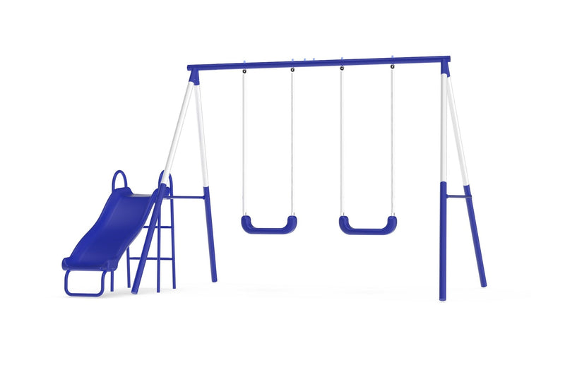 Play Time Kids' 3 Station Metal Swing Set with Slide B2169