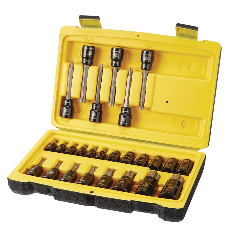 Professional Grade Black Chrome Star-drive Bit Socket Set, 26-pc, SAE/Metric S6523