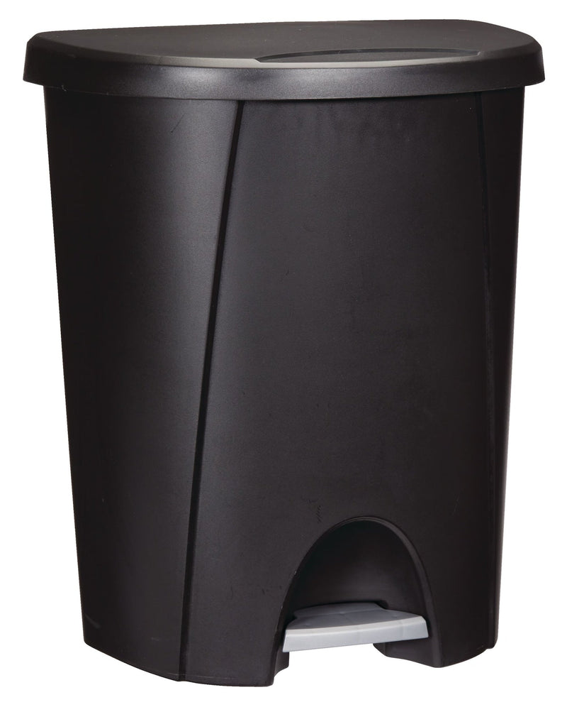 Plastic D-Shaped Step Garbage Can, Black, 25-L V2949