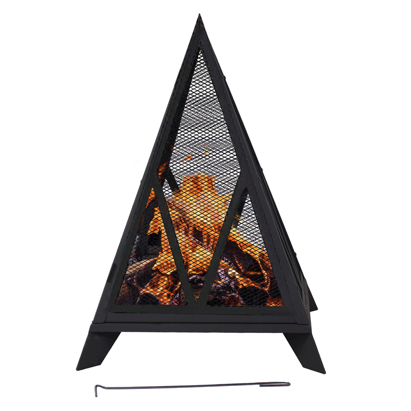 Decor Majestic Pyramid Steel Fire Pit, Black W4818