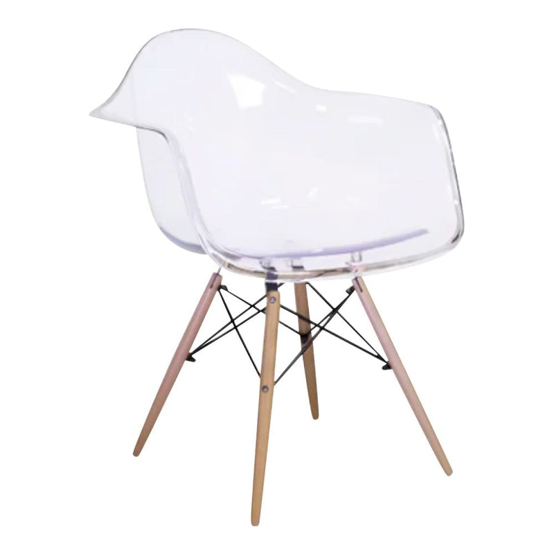 Clear Plastic Bucket Armchair with Wood Legs Z0211