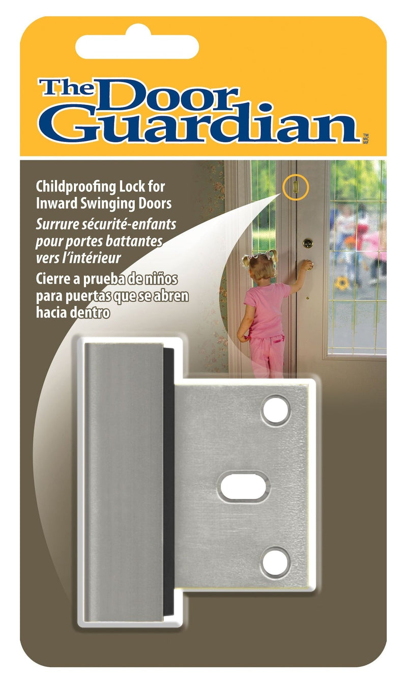 Child Proof Lock for Inwards Swinging Door, Satin Chrome R1153