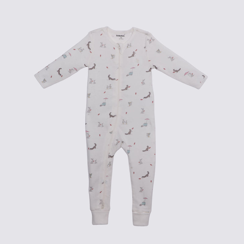 Racoon Print Premium Organic Cotton Play and Grow Rib Foot Zippy, Various Sizes M4529