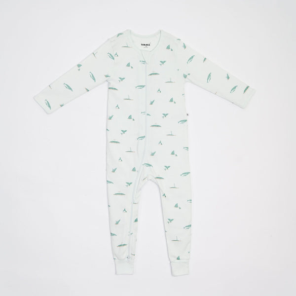 Whale Print Premium Organic Cotton Play and Grow Rib Foot Zippy, Various Sizes Z2809