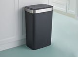 Resin Rectangular Auto Indoor Refuse Bin, Motion Sensor Lid, Black, 50-L