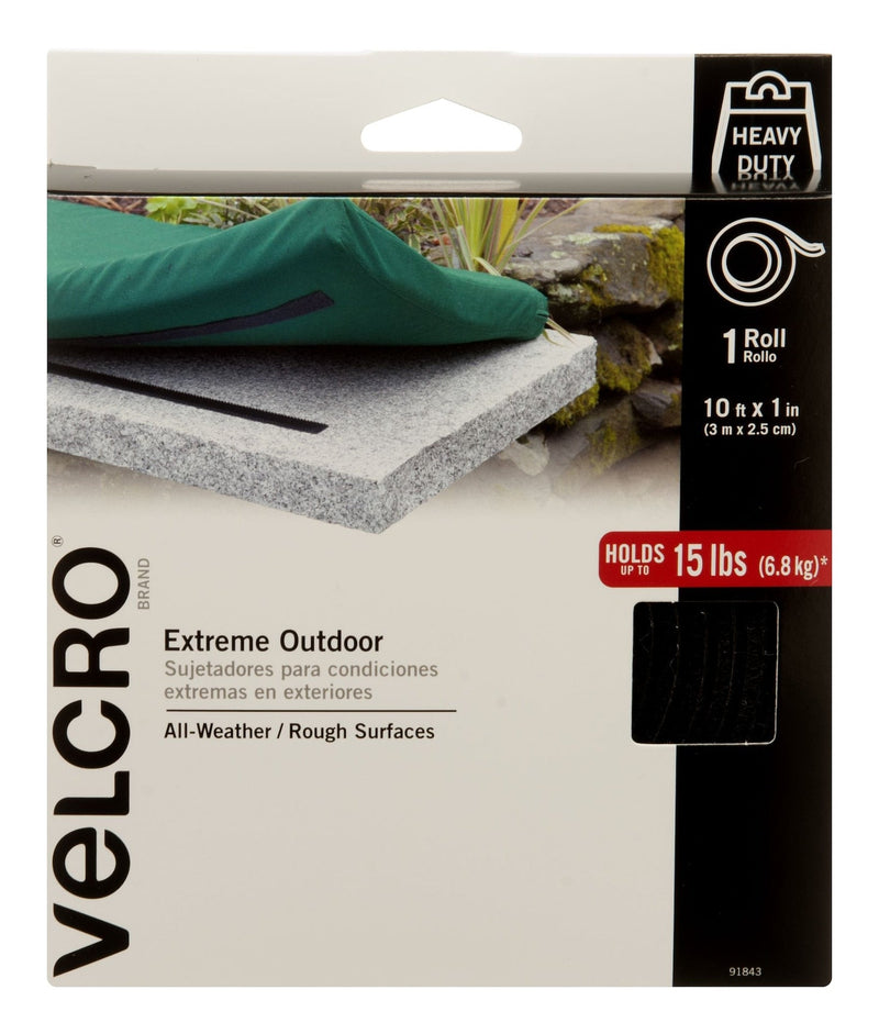 Hook-and-loop Industrial Strength Extreme Heavy Duty Tape, Black, 15-lbs, 10-ft x 1-in, 1-pk B5807