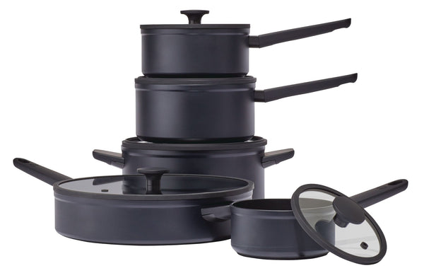 10-Piece Non-Stick Cookware Set, Black, Non-Stick Cookset, Blue, 8-pc, Aluminum Non-Stick Frypan,... E2531