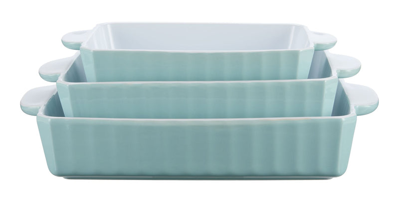 Rectangular White/Blue Bake Set, 3-pc C5908