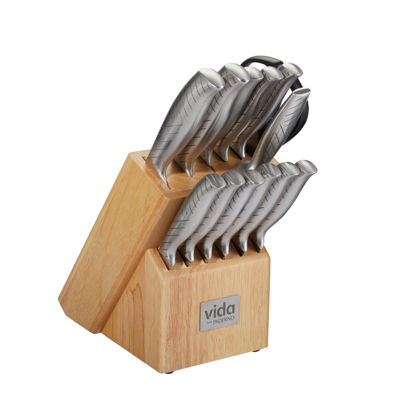 Stainless Steel Knife Block Set, Ergonomic Grip, 14-pc I1284