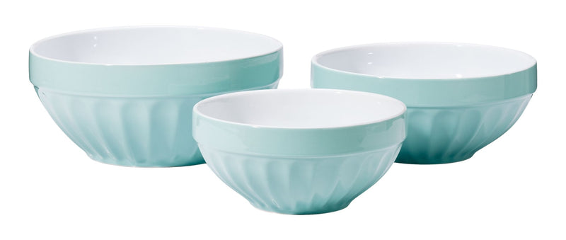 White/Blue Ceramic Mixing Bowl Set, 3-pc Y9215