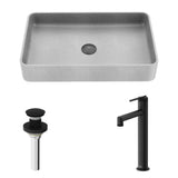 Basilica Gothic Grey Bathroom Sink/Basin Set with Sterling Faucet and Rectangular Vessel