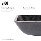 Glass Grey Onyx Bathroom Sink/Basin Set with Linus Faucet and Rectangular Vessel