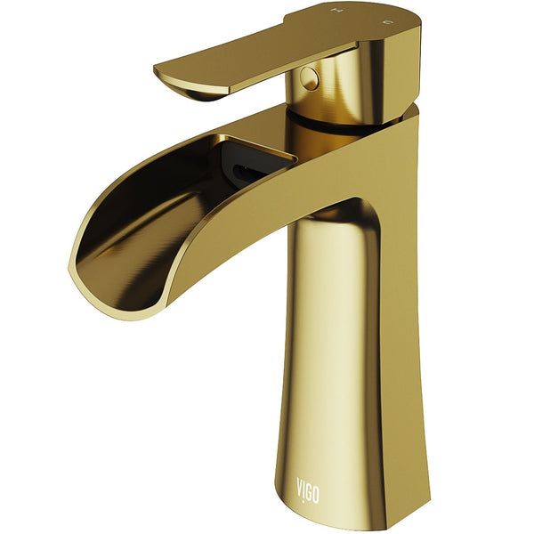 Paloma Single Handle Single Hole Bathroom Sink Faucet, WaterSense Certified, Matte Gold U9435