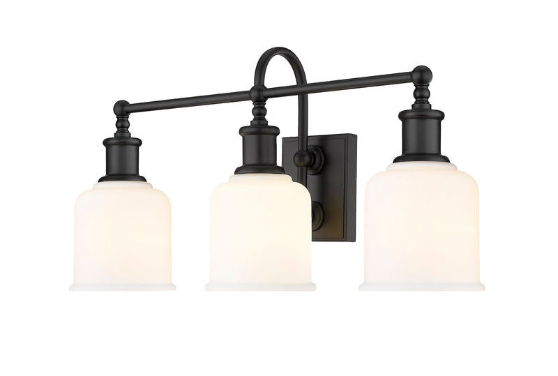 Bryant 3-Light Vanity Light, Black with Opal Shade F4993
