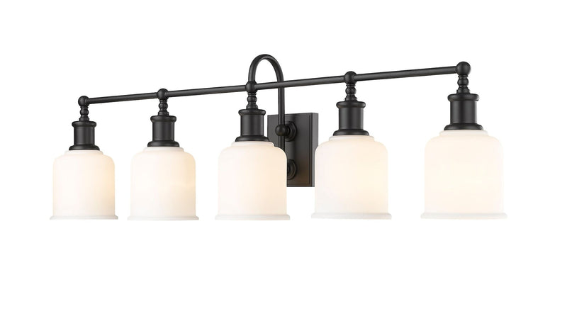 Bryant 5-Light Vanity Light, Black with Opal Shade C8251
